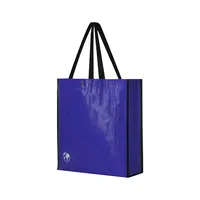 Bolsa reutilizable laminada con fuelle y corchete, vista lateral