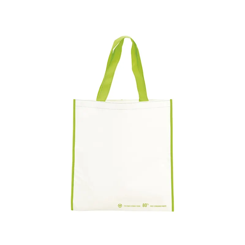 Bolsa de RPET Helena laminado con asas largas de nylon en blanco de poliéster RPET laminado, vista frontal