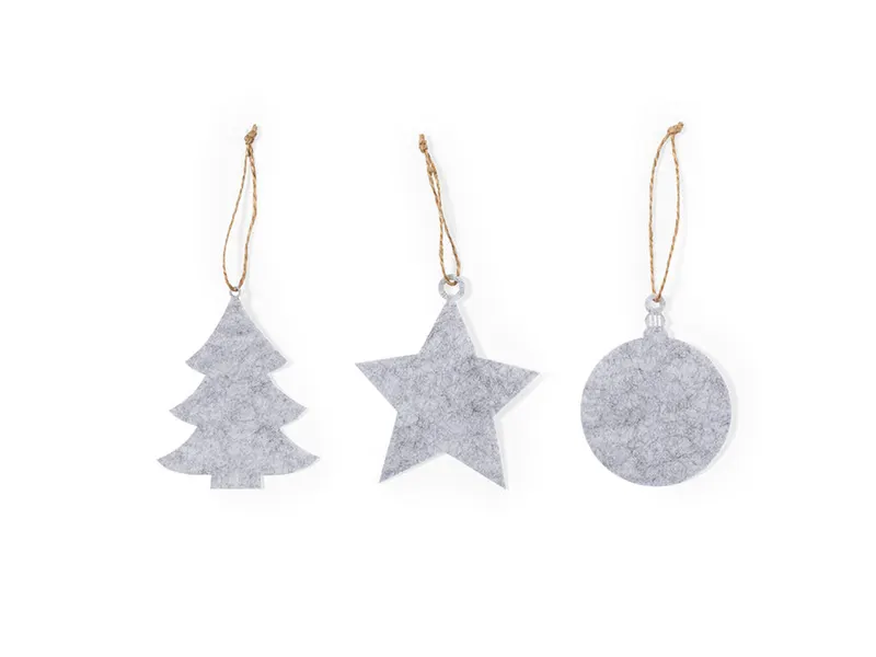 Set Chandun 3 adornos navideños de fieltro para colgar en gris de fieltro, vista frontal