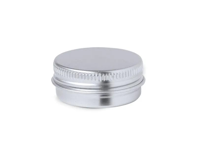 Bálsamo labial vegano SPF15 en tarro de aluminio Maltix en plateado de aluminio, vista frontal