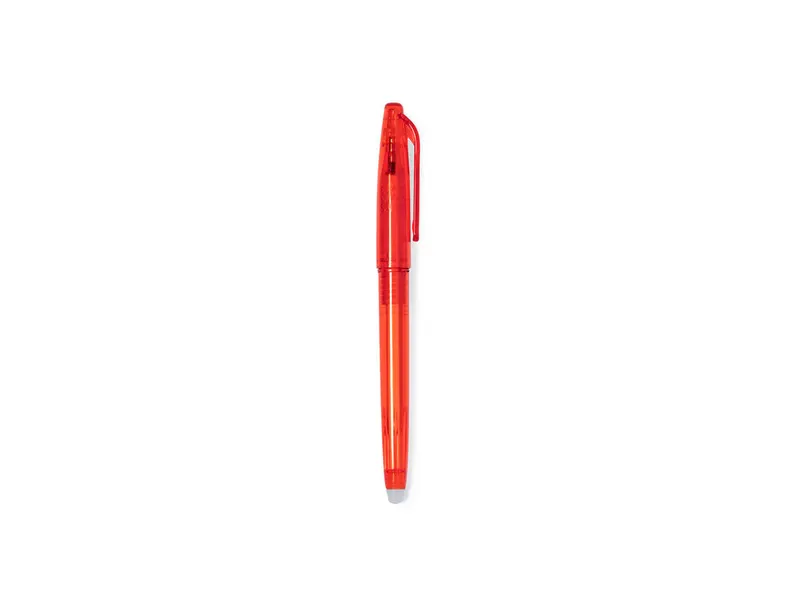 Bolígrafo borrable de ABS Ludrick transparente en rojo, vista frontal