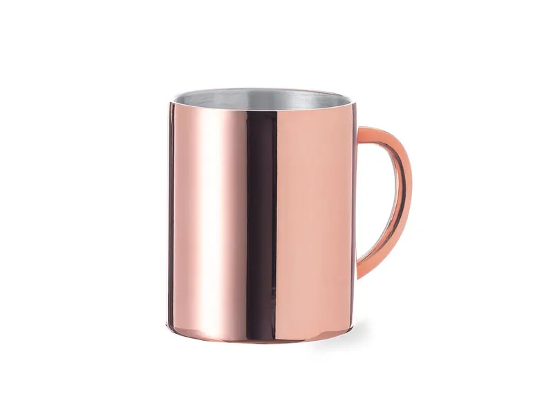 Taza de acero Belon doble pared 280 ml exterior cobre en taza belon de acero inox, vista frontal