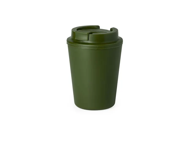 Vaso térmico de PP reciclado Holwe 300 ml doble pared en verde de PP reciclado, vista frontal