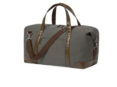 Bolso de canvas gris 480 g con asas de polipiel personalizable