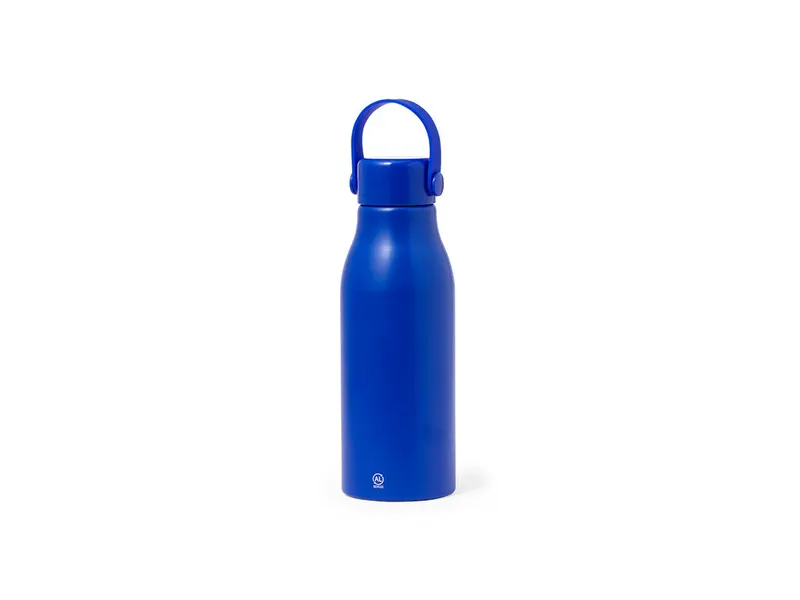 Bidón de aluminio reciclado Perpok 700 ml con asa en azul de aluminio reciclado, vista frontal