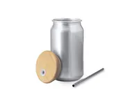 Vaso de aluminio reciclado Audrey 430 ml con pajita de aluminio reciclado/ bambú/ acero, vista lateral