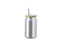 Vaso de aluminio reciclado Audrey 430 ml con pajita de aluminio reciclado/ bambú/ acero, vista frontal