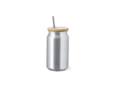 Vaso aluminio reciclado 430 ml con pajita personalizable