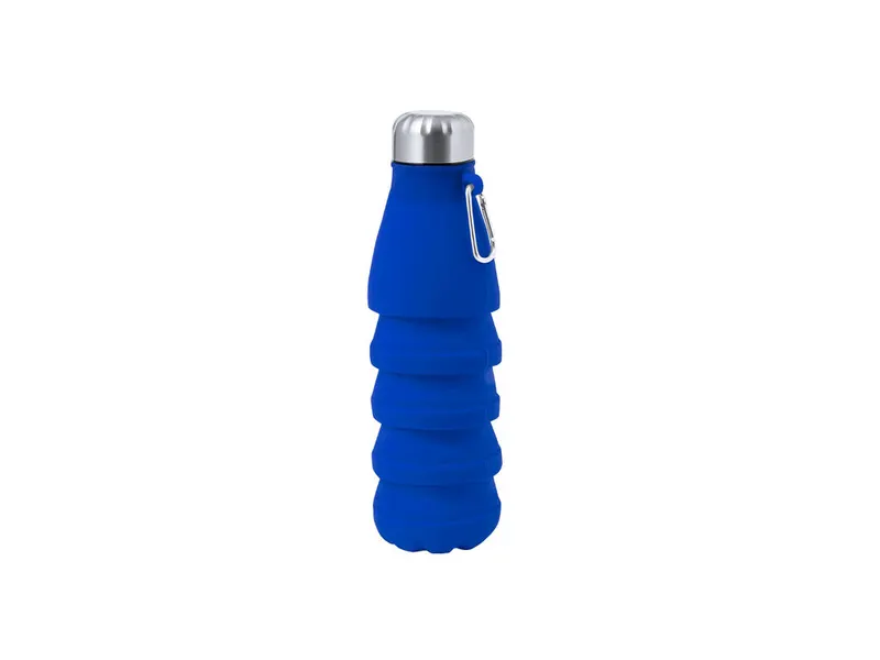 Bidón plegable de silicona Fael 550 ml en azul de silicona/ acero inox, vista frontal