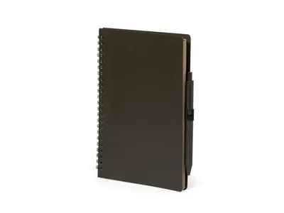 Set libreta y bolígrafo de fibra de café Alanna personalizable