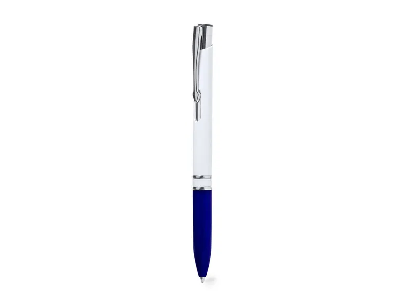 Bolígrafo de ABS Laury con empuñadura de color en azul, vista frontal