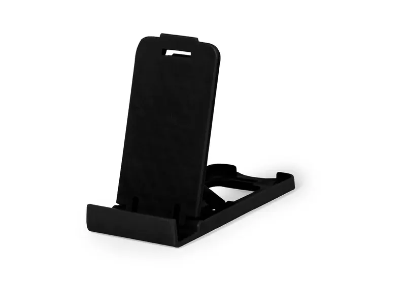 Soporte plegable de PP Asher para móvil y tablet en negro, vista frontal