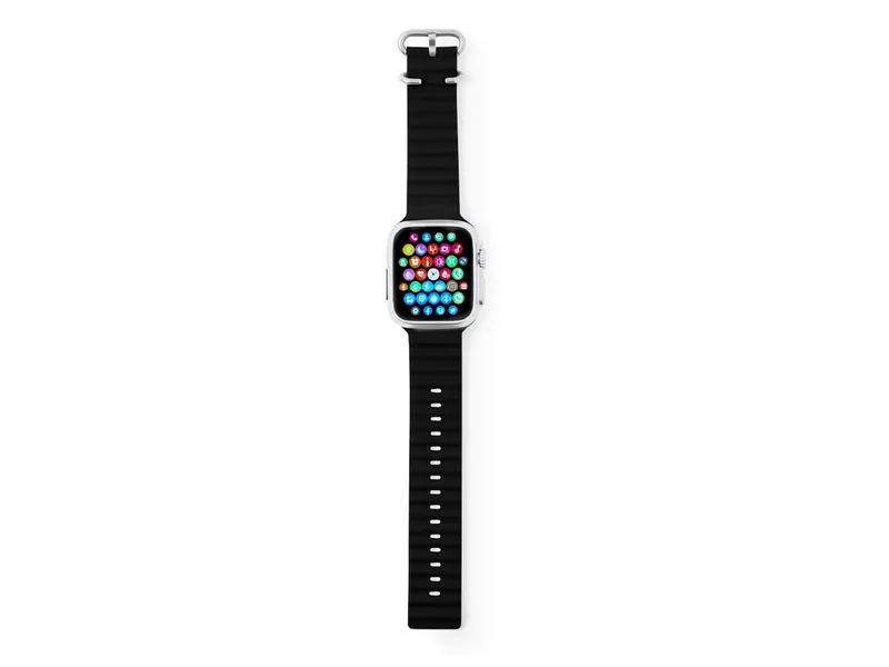 Reloj inteligente Connor 2,01 pulgadas carga inalámbrica en negro de correa silicona, vista frontal