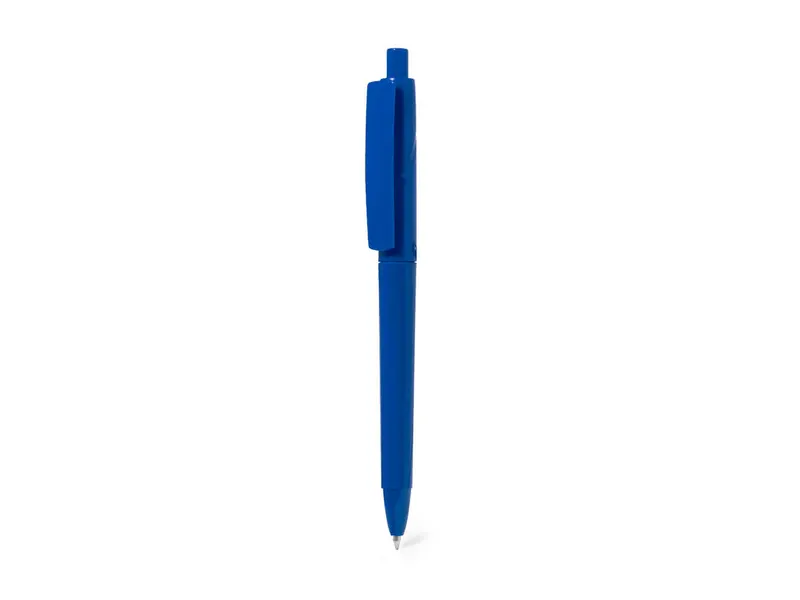 Bolígrafo de RPET Dontiox pulsador clip amplio en azul de RPET, vista frontal