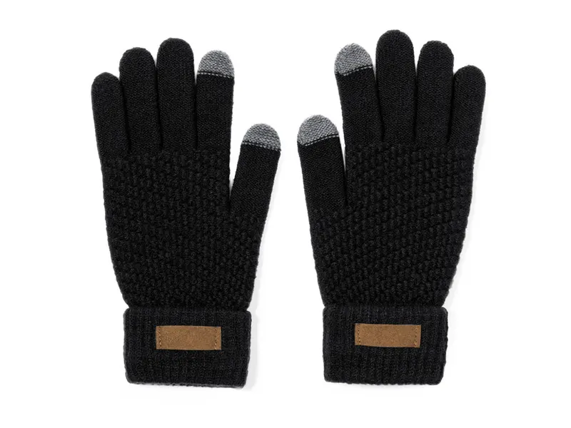 Guantes táctiles de RPET Demsey 2 dedos en negro de poliéster RPET, vista frontal