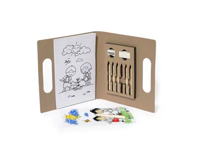 Carpeta Clumber para colorear con bloc, 6 lápices y goma personalizable