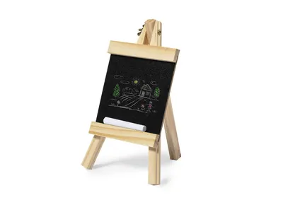 Atril de madera con pizarra y tiza personalizable