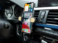 Soporte de móvil giratorio Amiltox para rejilla de coche de ABS/ bambú, detalle 2