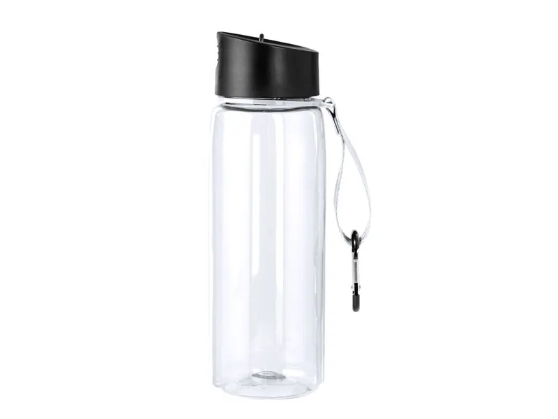 Bidón de RPET Alborez 800 ml con mosquetón en blanco de RPET, vista frontal