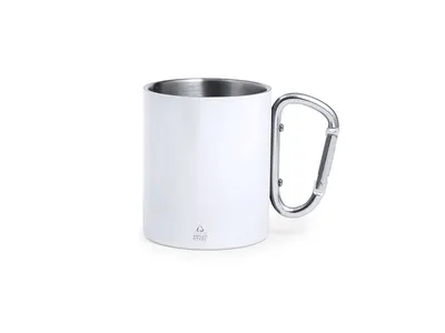 Taza de acero reciclado Lecrer 300 ml con mosquetón personalizable