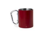 Taza de acero reciclado Lecrer 300 ml con mosquetón de acero inox reciclado, vista lateral