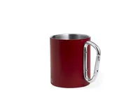 Taza de acero reciclado Lecrer 300 ml con mosquetón de acero inox reciclado, vista frontal