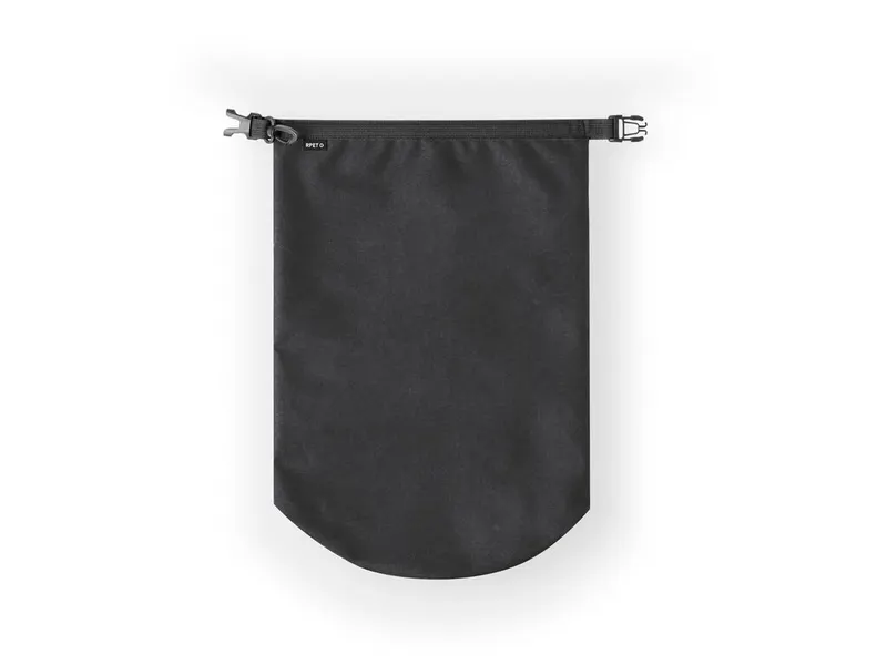 Bolsa impermeable de RPET Veronia 300D 5 l con mosquetón en negro de poliéster 300D RPET, vista frontal