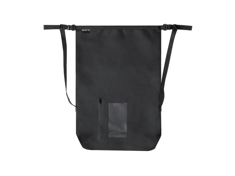 Mochila impermeable Ardentix 25 l RPET con ventana táctil en negro de poliéster 300D RPET, vista frontal