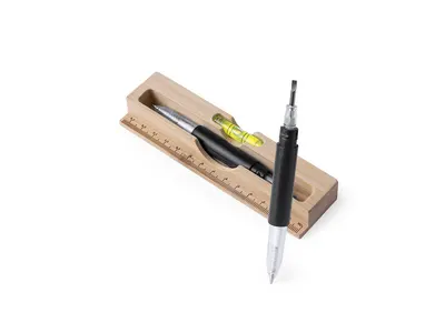 Multiherramienta 5 funciones en estuche de bambú personalizable
