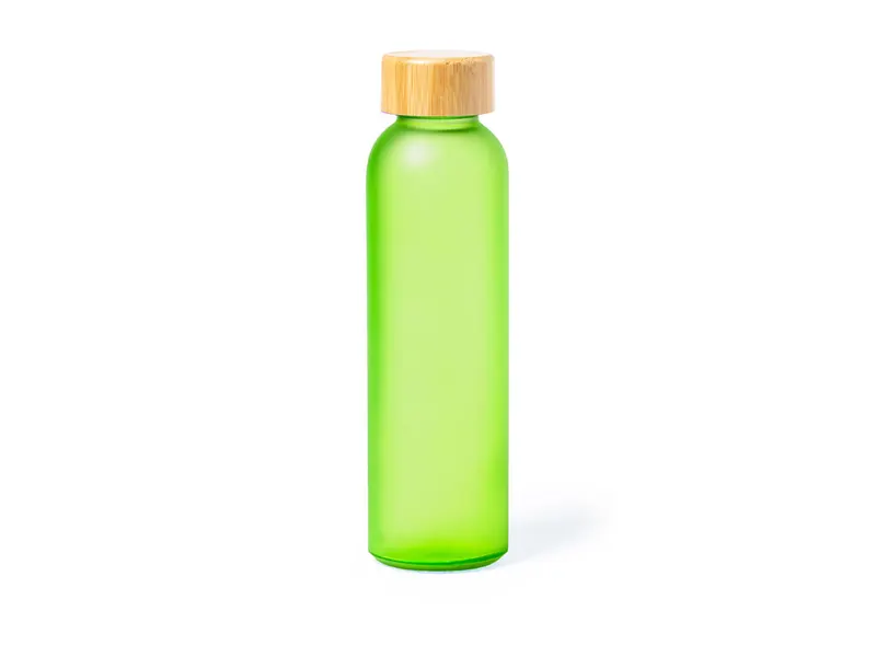 Botella de cristal Vantex 500 ml para sublimación en verde claro de cristal/ bambú, vista frontal