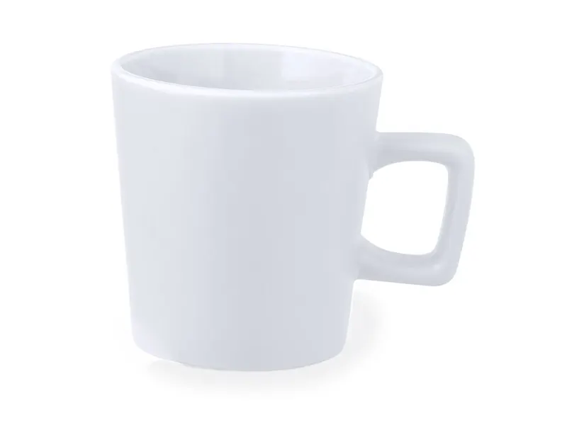 Taza de cerámica Maiba 300 ml asa cuadrada en blanco de cerámica, vista frontal