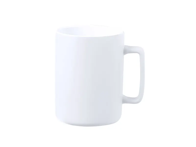 Taza de cerámica Kubaya 420 ml asa cuadrada en blanco de cerámica, vista frontal