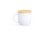 Taza de cerámica Zenara 350 ml tapa de bambú posavasos de cerámica/ bambú, vista lateral