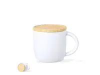 Taza de cerámica Zenara 350 ml tapa de bambú posavasos de cerámica/ bambú, vista frontal