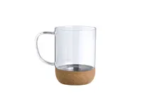 Taza de cristal Saryne borosilicato 450 ml con corcho de cristal borosilicato/ corcho, vista lateral