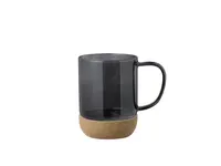 Taza de cristal Saryne borosilicato 450 ml con corcho de cristal borosilicato/ corcho, vista frontal