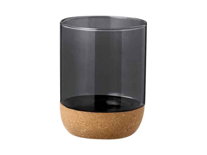 Vaso de cristal Bixlo borosilicato 450 ml con corcho en negro de cristal borosilicato/ corcho, vista frontal