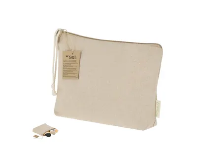 Neceser de algodón reciclado Theris 180 g natural con cordón personalizable