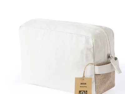 Neceser de algodón Misir Fairtrade con refuerzos de yute personalizable