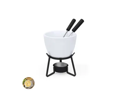 Fondue de cerámica y metal Helvet con 2 tenedores personalizable