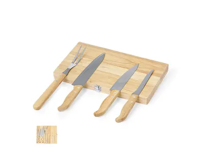 Set Bergin de 4 cuchillos de acero y madera con estuche personalizable