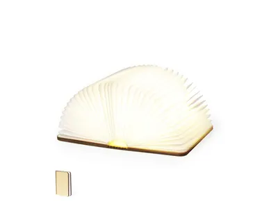 Lámpara LED de madera con forma de libro personalizable