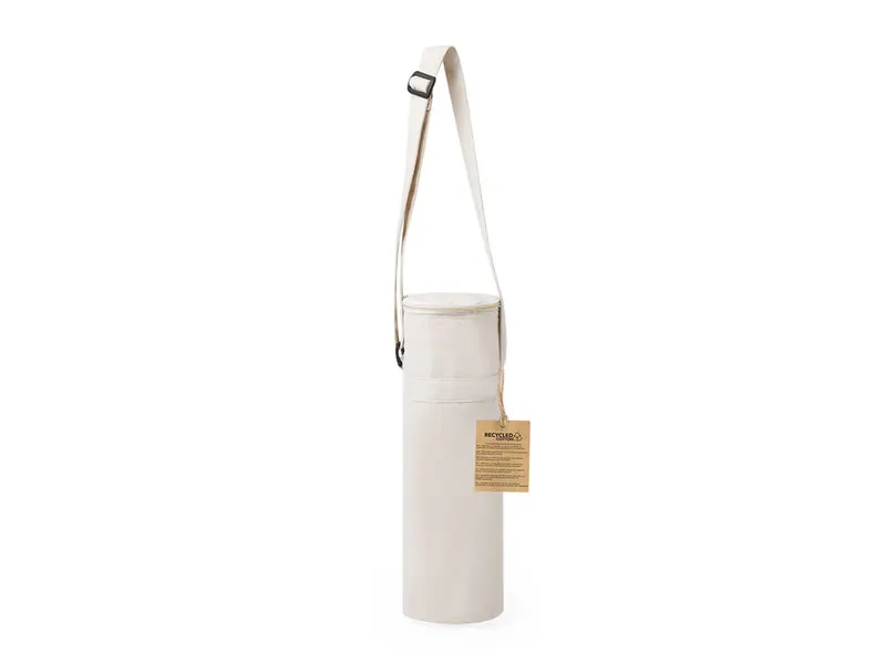 Bolsa térmica de algodón reciclado Sirkin botellas 1,5 l en natural de algodón reciclado/ aluminio, vista frontal