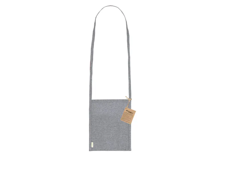Bolsa portatodo de algodón reciclado Wisy 150 g con asa larga en negro de algodón reciclado 150 g/ m2, vista frontal