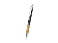 Bolígrafo de aluminio Zenet brillo y corcho pulsador de aluminio/ corcho, vista lateral