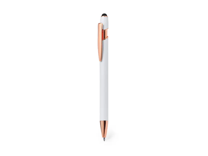 Bolígrafo puntero de aluminio mate Lixor detalles cobre en blanco de aluminio, vista frontal
