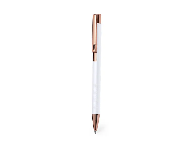 Bolígrafo de aluminio mate Raitox cobre pulsador jumbo en blanco de aluminio, vista frontal