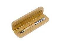 Bolígrafo de metal y bambú Gutier con estuche de bambú de metal/ bambú, detalle 1