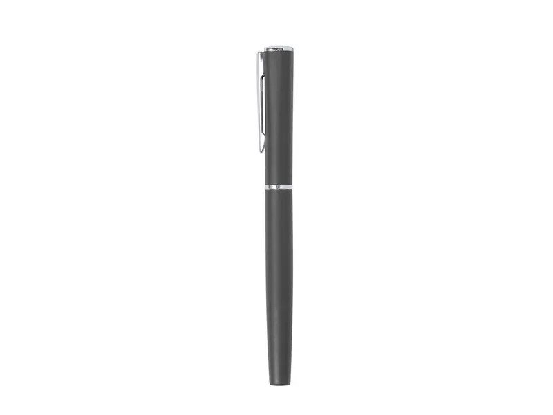 Roller de aluminio Suton bicolor tinta gel azul en gris de aluminio, vista frontal