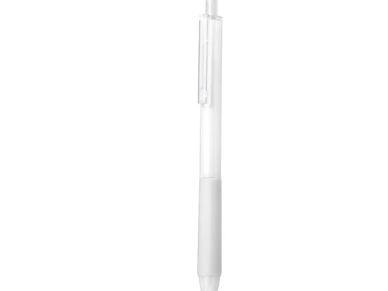 Bolígrafo de ABS reciclado Synex clip transparente en blanco de ABS reciclado, vista frontal